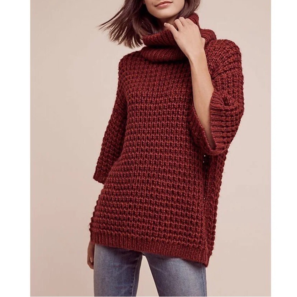 Anthropologie Plenty by Tracy Reese Cowl Tunic Sweater Chunky Wool Alpaca XS
